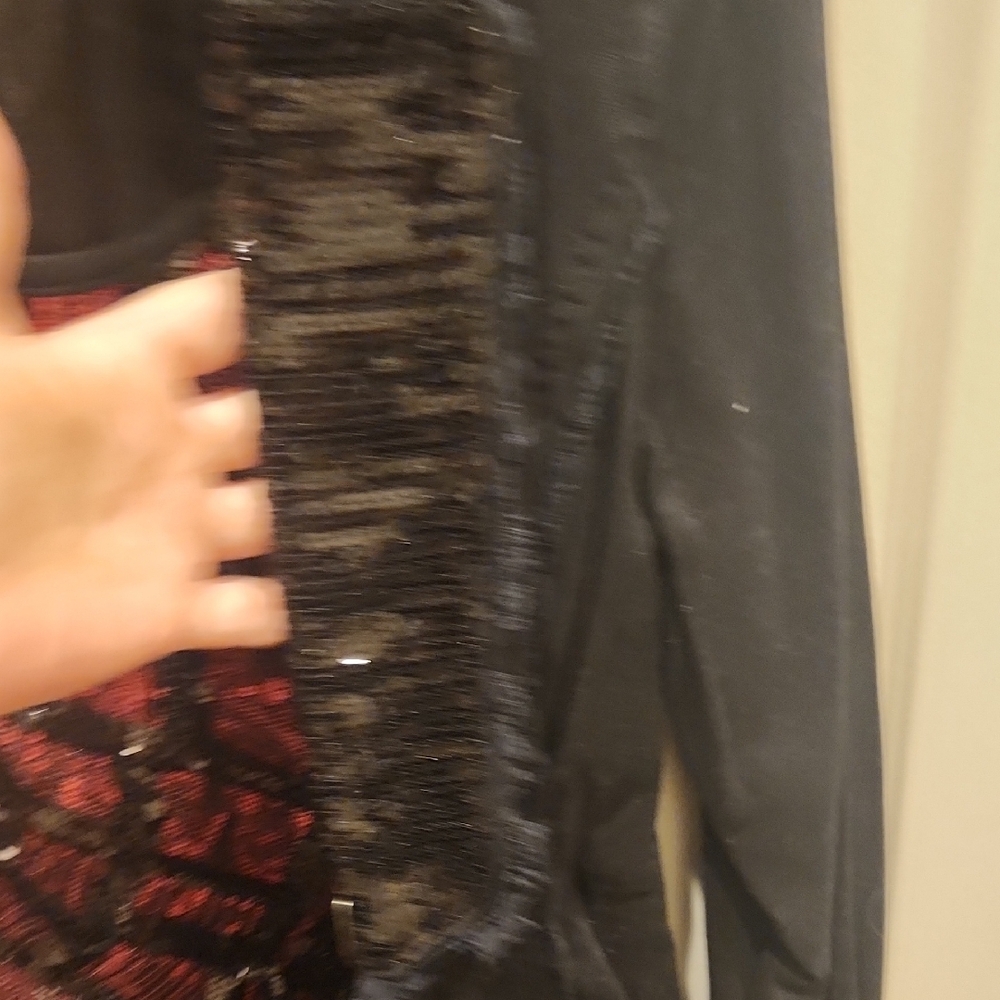 BKE Black Blazer with Red Patterned Accents - Picture 4 of 13